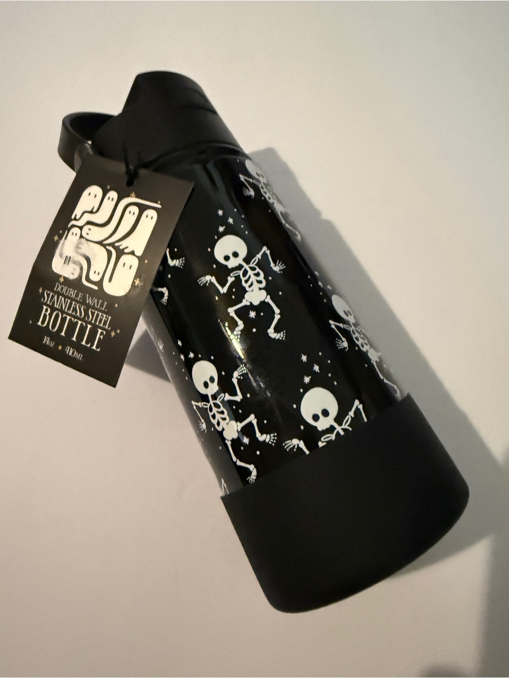 NWT Dancing Skeleton Double Wall Stainless Steel Water Bottle 14oz Halloween